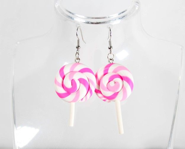 Handmade Pink Lollipop Earrings – Whimsical Candy Charm