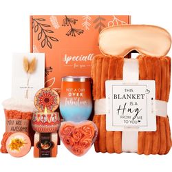 Brand New Valentine’s Day Gifts Baskets for Women Her Wife Girlfriend,Birthday Gifts for Women Mum Friend w/Cozy Blanket Candle Socks Rose Relaxing Sp