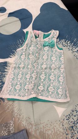 Girls Teal Lace Overlay Sleeveless Dress