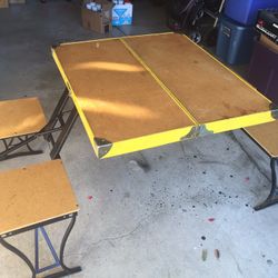   Vintage Milwaukee Handy Table and Chair Set Stamping Co USA Made - Yellow