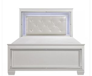 GREAT CONDITION/Queen Bed Frame With LED lights For Sale Mattress Not Included 9/10 Condition 