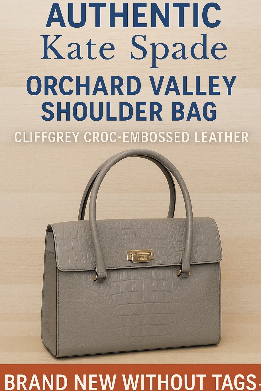 👜 AUTHENTIC Kate Spade Orchard Valley Shoulder Bag – Croc Embossed Leather 💼 Brand New W/O tags!