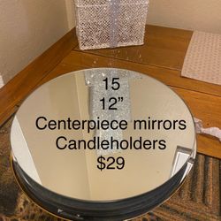 12” Round Mirrors /Quantity 15/candle holders, centerpiece decor