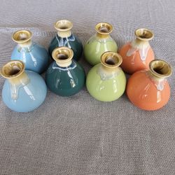Ceramic Flower Vase Set of 8 Small Vases Colorful Vases
