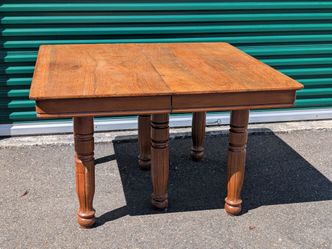 Vintage Turned Leg Oak Pub Harvest Dining Table Country Cottage Charm