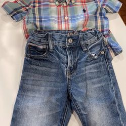 Boy Ralph Lauren shirt & adjustable jeans, size 12 mo