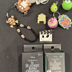Disney Pin Lot Pirates Of The Carribean Alice In Wonderland Nightmare Before Christmas Disney And Loungefly And Keychains 