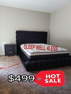 NEW QUEEN BED FRAME AND MATTRESS