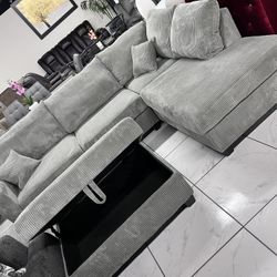 Sectional With Storage Ottoman 🩶 Grey Color 