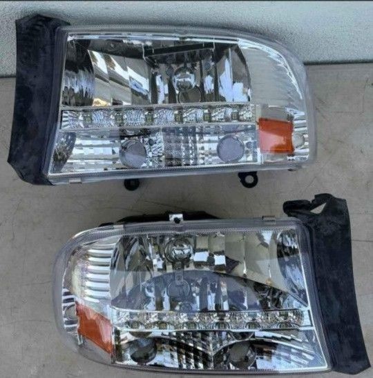 98-03 Dodge Durango 97-04 Dakota LED DRL Headlights Luces Micas Calaveras Faros Faroles Focos Headlamps 