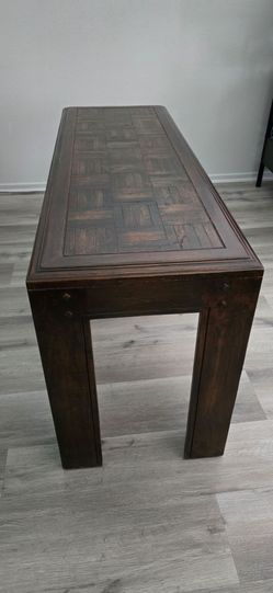 Dark Wood Console Table with Parquet Top