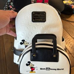 LOUNGEFLY Mickey Ears Walt Disney World Convertible Backpack with Belt & Purse