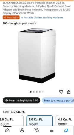 3.0 cu. ft. Portable Top Load Washer in white