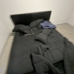 King Size Bed Frame with 10 Inch Mattress and 4 pillows