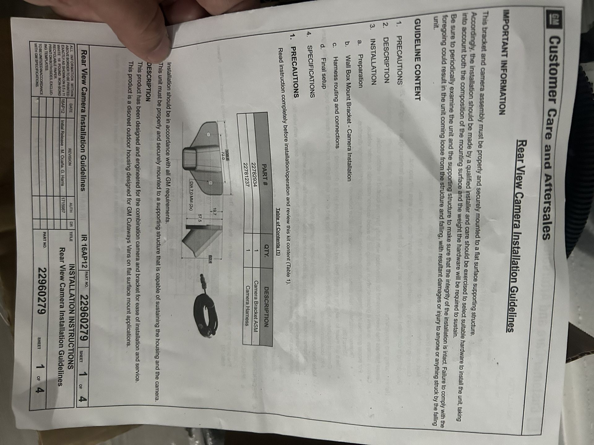 GM Backup Camera System