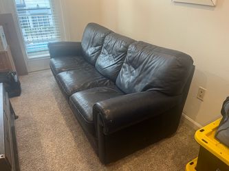 FREE COUCH - 8ft by 3ft by 3ft- Dark Blue Leather