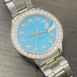 Rolex Datejust 34mm Full Set Buy Sale Trade 24k Diamonds Silver Chain Cuban Art