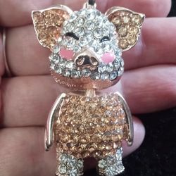 Articulated Gold Pig BJ Necklace