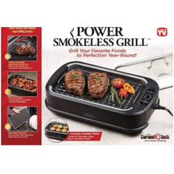 Smokeless Indoor Electric Grill With Tempered Lid Interchangeable Griddle Plate