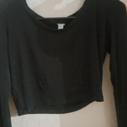 Black Long Sleeve Crop Top (SIZE S)
