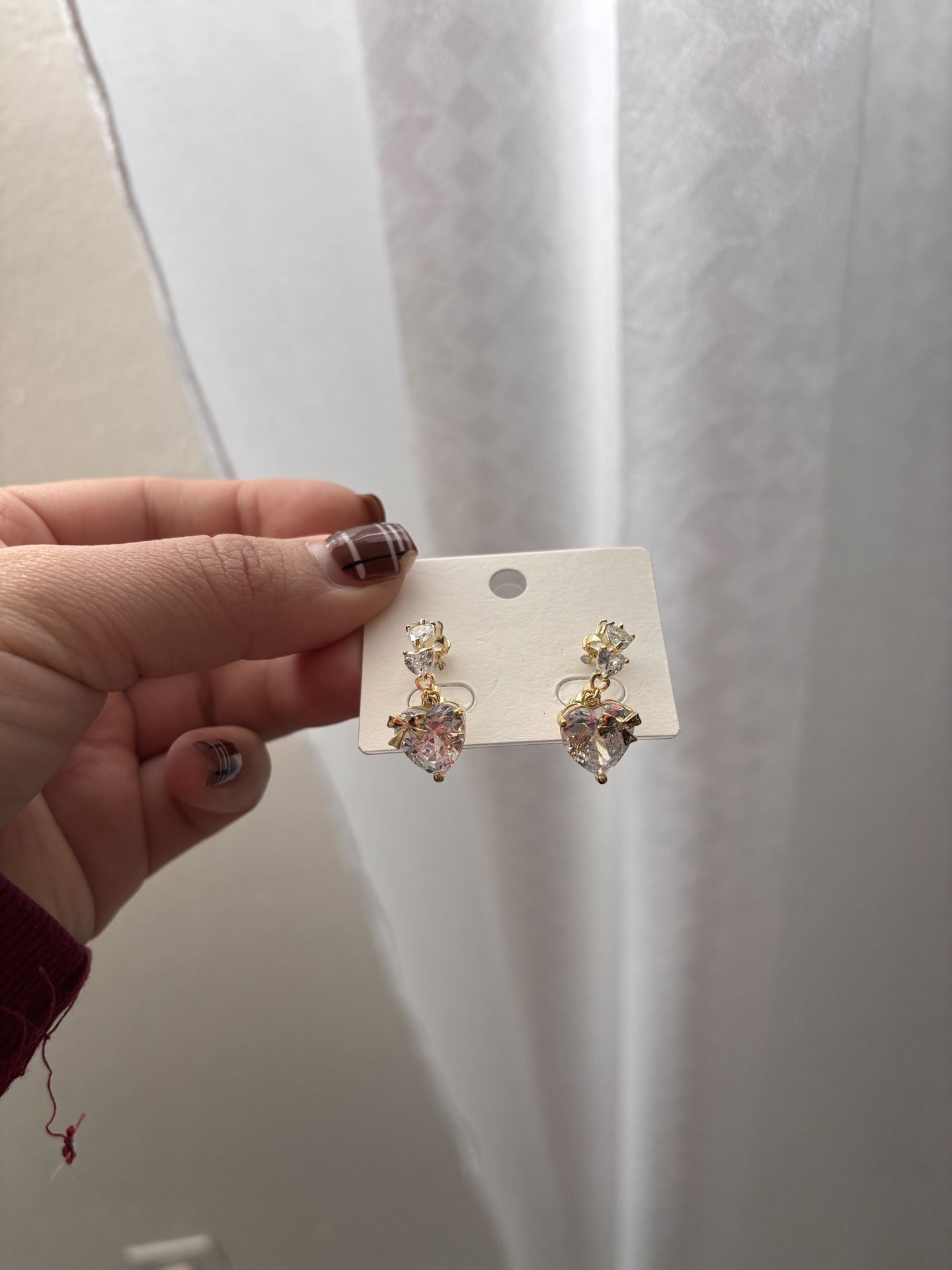 white heart earrings