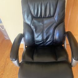Desk Chair Black Faux Leather- Adjustable High, Rotating 