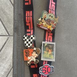 ESPN DISNEY LANYARD WITH TRADING PIN BUNDLE