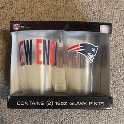 New England Patriots, NFL Pack of 2 16oz Spirit Pint Glass Logo Brands
