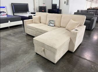 2-pc Sectional Sofa With pull-out bed  & Storage Chaise