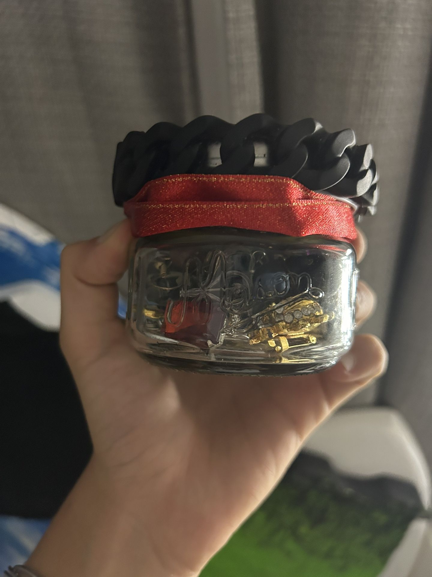 small decorated jewelry jar