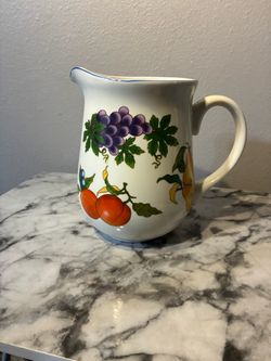 Ceramic Pitcher with Fruit Pattern
