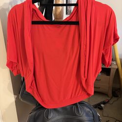 Red Cropped Half Sleeve Coat