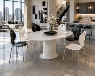 Set of 6 Caligaris and West Elm black and white  side / dinning chairs