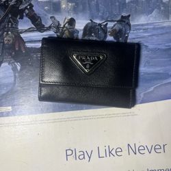prada black saffiano leather key holder 