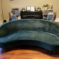 Modern Green Velvet Couch