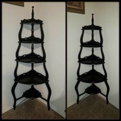 VINTAGE ORNATE SOLID WOOD HIGH QUALITY VICTORIAN CORNER SHELF BOOKSHELF DISPLAY