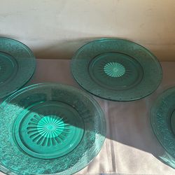 Pioneer Woman 4 Piece Teal Glass Dinnerware Set