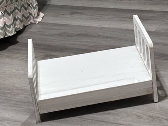 Wooden bed for photoshoot
