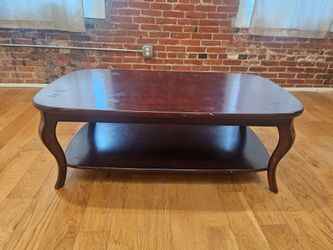 Dark Wood Coffee Table with Lower Shelf - Traditional Style