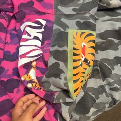  BAPE Color Camo Tiger Shark Half Full Zip Hoodie (SS21)