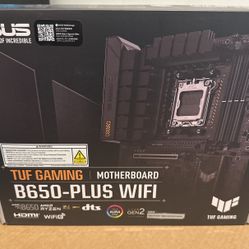 ASUS TUF GAMING B650-PLUS WIFI AMD B650 AM5 Ryzen™ Desktop 9000 8000 and 7000 ATX motherboard, 14 power stages, PCIe® 5.0 M.2 , DDR5 memory, WiFi 6 an