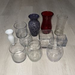 Lot Of Glass VASES 11 ! 