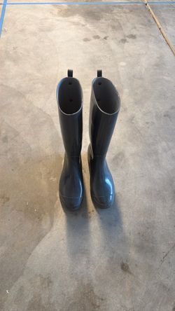 Tall Dark Grey Rubber Rain Boots