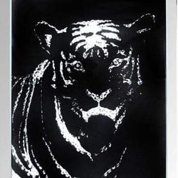 MIRRORED FAUX CRYSTAL TIGER WALL ART DECOR
