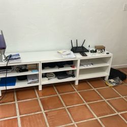 Storage Shelf Unit For Office Or Guest Room - White, Perfect Condition, Glass Top, Adjustable Shelves