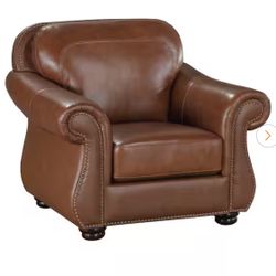 Beven Camel Brown Leather Arm Chair