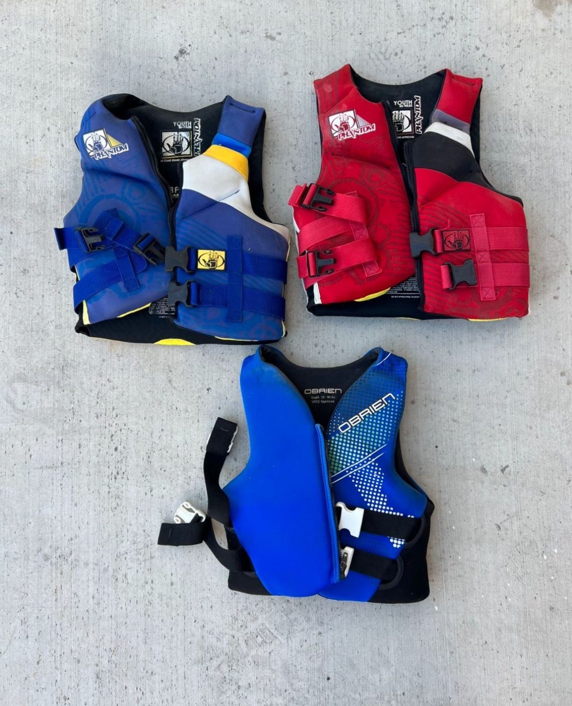 50-90lbs Youth Life Jackets - 3 Pieces