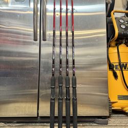 4 Fishing Poles - Bass Pro Shops Power Plus Graphite Trigger Rod 6’ Action - H