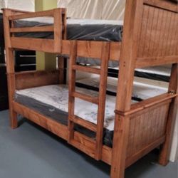 Twin-Twin Bunk Bed With Mattress Included 
