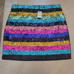 Rainbow  Multi Sequin Mini Skirt.